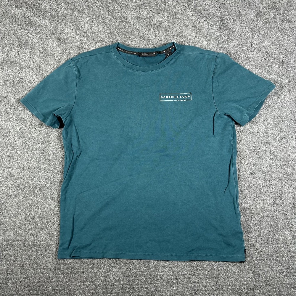 Scotch & Soda Mens Large Teal Organic Cotton Short Sleeve Crew Neck TShirt #2498